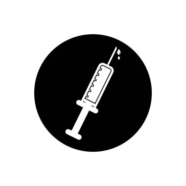 Enjeksiyon, aşı, Yuvarlak, düğme, Siyah, ikon, vektör, sembol, düz, logo, işaret, illüstrasyon, siluet, eps, Düzenlenebilir, biçim
