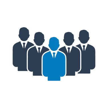 İş Grubu Simgesi. İçinde İşadamı, Lider İşaretleri var. Düzenlenebilir Vektör EPS Sembol İllüstrasyonu.