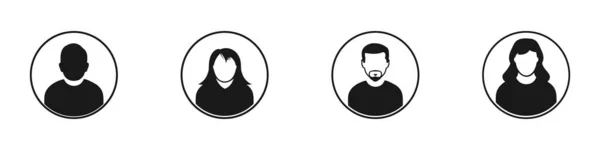 Profilo Utente Icon Set Collezione Avatar Uomo Donne Ragazzo Ragazza — Vettoriale Stock