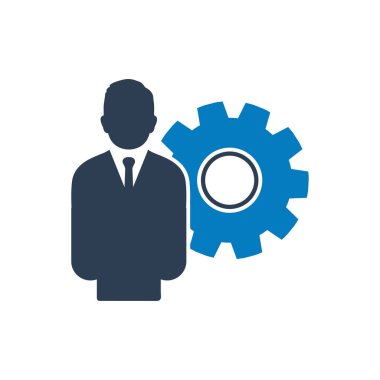 İş Uzmanı Simgesi. İnsan ve Ayarlar Sembolleri ile. Düzenlenebilir Düz Vektör İllüstrasyonu.