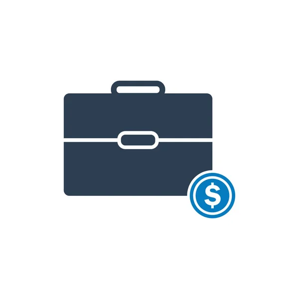 Icona Bonus Con Valigetta Business Simboli Dollaro Illustrazione Piatta Modificabile — Vettoriale Stock