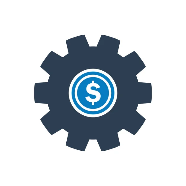 Icona Gestione Finanza Con Simboli Gear Dollar Illustrazione Piatta Modificabile — Vettoriale Stock