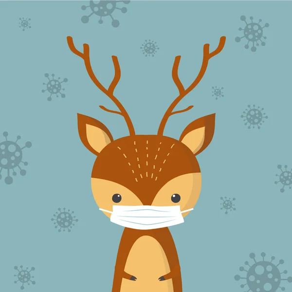 戴防护面罩和头颈类动物的鹿 — 图库矢量图片#