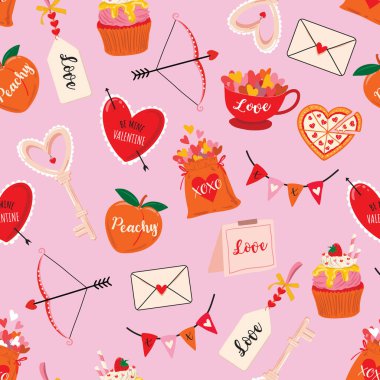 Sevgililer Günü için tasarım, moda, kumaş, tekstil, duvar kâğıdı, kapak, ambalaj ve tüm baskılar. 