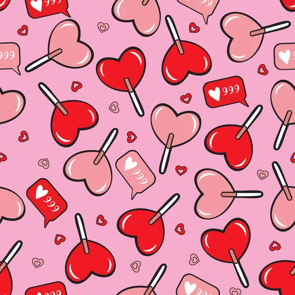 Valentine Heart Love Romantic Sign Seamless Pattern Illustration Vector Design — Stock Vector