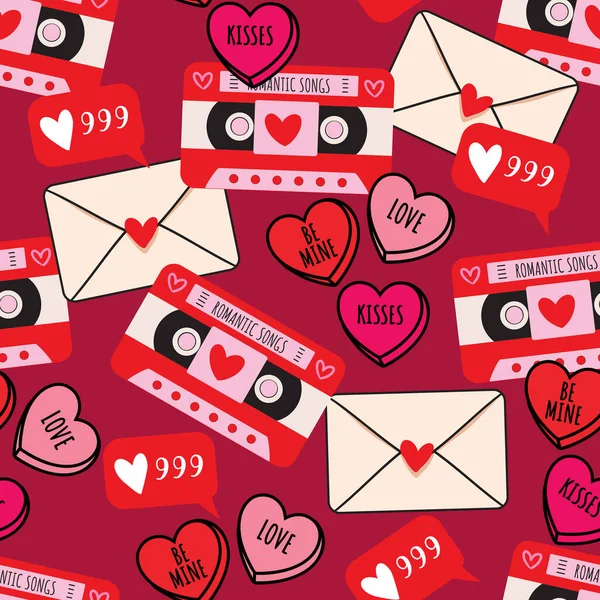 Valentijnsdag Liefde Romantisch Teken Naadloze Patroon Illustratie Vector Ontwerp Voor Stockillustratie