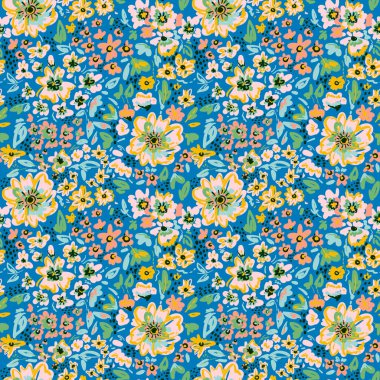 Hand drawn summer floral backround. Botanical seamless pattern . Sketch drawing. Design for fashion , fabric, textile, wallpaper, cover, web , wrapping and all prints 