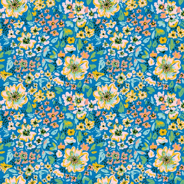 Hand Drawn Summer Floral Backround Botanical Seamless Pattern Sketch Drawing Stock Ilustrace