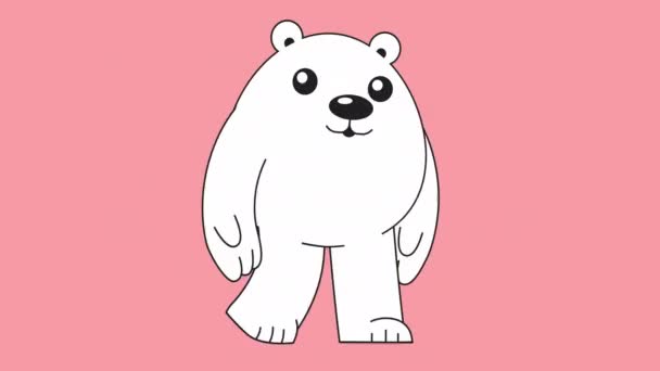 Animação Andar Urso Branco Ciclo Passeio Engraçado Personagem Desenho Animado — Vídeo de Stock