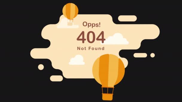 动画404错误页模板 热气球在空中飘扬 404错误页或文件未找到概念 — 图库视频影像