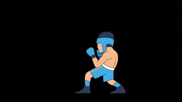 Blauer Boxer Schlägt Konzept Des Kampfes Boxer Animationsvideo — Stockvideo
