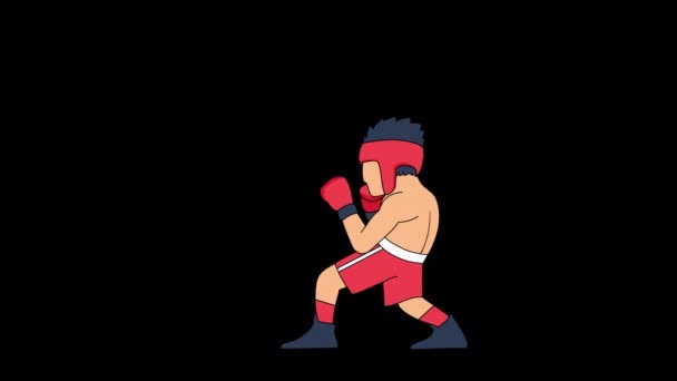 赤いボクサーパンチを打つ ボクサーと戦うという概念です 透明性のある背景のアニメーションビデオ — ストック動画