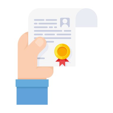 Kazanma sertifikası. Sertifikalı kişi veya eğitim belgesi konsepti. vektör illüstrasyonu 