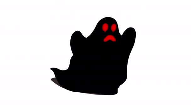 Fantasma Negro Correndo Com Expressão Facial Triste Vermelha Animação Vídeo — Vídeo de Stock