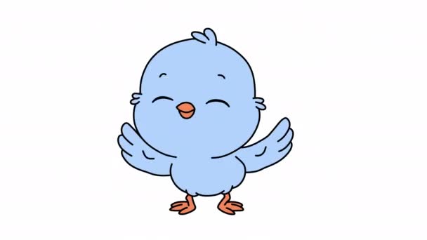 Dans Eden Mavi Kuşun Animasyonu Çizgi Film Kuşları Eğleniyor Kutluyor — Stok video