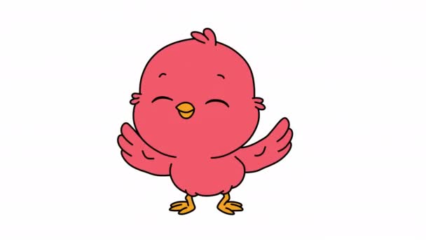 Červený Pták Tancuje Kreslený Pták Užívá Slaví Animační Video — Stock video