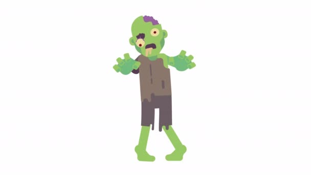 Odöd Grön Zombie Som Går Och Tar Pose Begreppet Zombie — Stockvideo