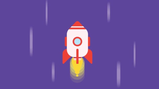 Animation Flying Red Rocket — Stock Video