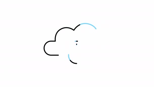 Animated Line Icon Cloud Bug Virus Иконка Кибербезопасности Альфа Каналом — стоковое видео