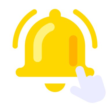 Bildirim çanı simgesi tıklanıyor. düz biçim vektör illüstrasyonu