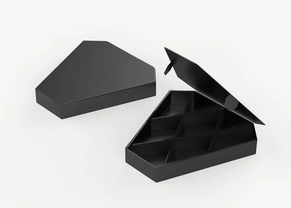 Caixa Triangular Papel Aberto Isolada Fundo Branco Ilustração — Fotografia de Stock