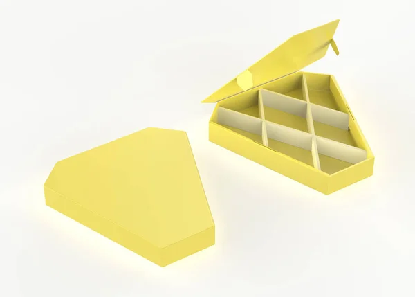 Caja Triangular Papel Abierto Aislada Sobre Fondo Blanco Ilustración — Foto de Stock
