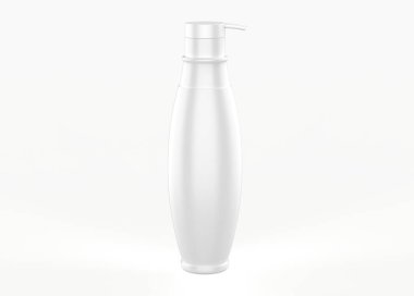 Uzun başlıklı plastik şişe modeli beyaz arka planda izole edildi. 3d illüstrasyon