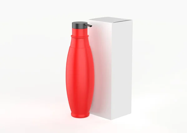 Botella Plástico Con Boquilla Larga Mockup Aislado Sobre Fondo Blanco — Foto de Stock