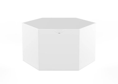 Altıgen kutu modeli beyaz arkaplanda izole edildi. 3d illüstrasyon