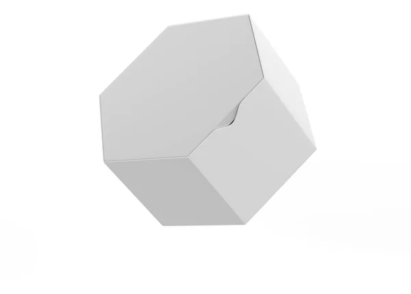 Hexagon Box Mockup Geïsoleerd Witte Achtergrond Illustratie — Stockfoto