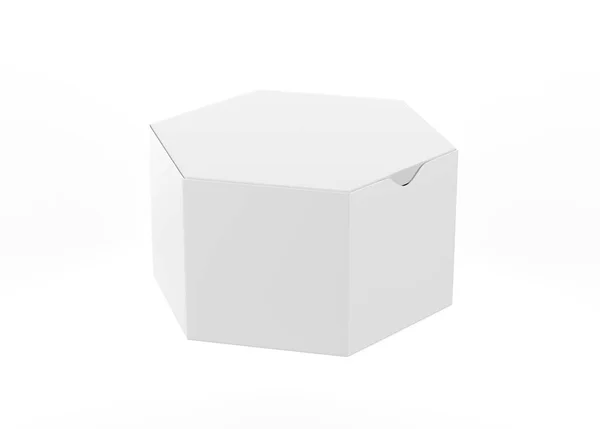 Caja Hexágono Maqueta Aislada Sobre Fondo Blanco Ilustración — Foto de Stock