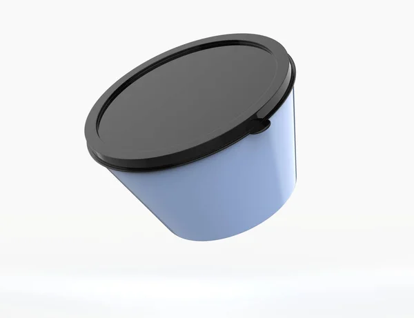 Livsmedelspapper Plastbehållare Cup Efterrätt Yoghurt Glass Gräddfil Mellanmål Isolerad Vit — Stockfoto