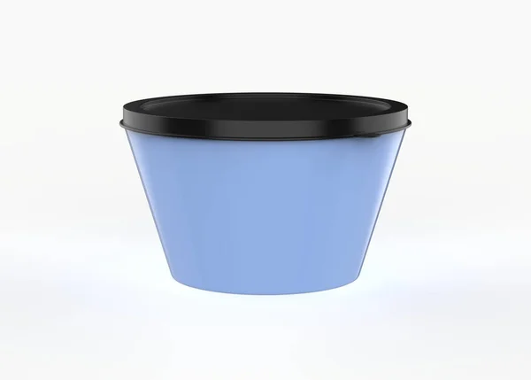 食品纸塑料容器 采购产品甜点 冰淇淋 被白色背景隔离 3D说明 — 图库照片