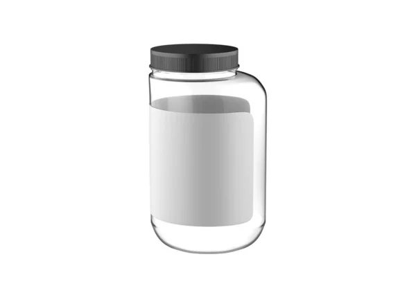 Transparente Glass Jar Mockup Isolado Fundo Branco Ilustração — Fotografia de Stock