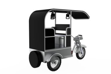 E-rickshaw beyaz arka planda izole edilmiş. 3d illüstrasyon