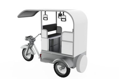 E-rickshaw beyaz arka planda izole edilmiş. 3d illüstrasyon