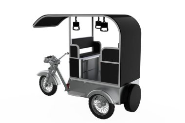 E-rickshaw beyaz arka planda izole edilmiş. 3d illüstrasyon
