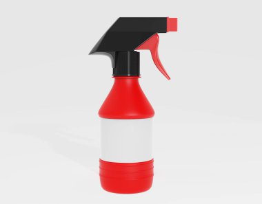 Beyaz arka planda izole edilmiş boş plastik sprey deterjan şişesi. Paketleme şablonu modelleme koleksiyonu. Kırpma Yolu dahil. 3d illüstrasyon 