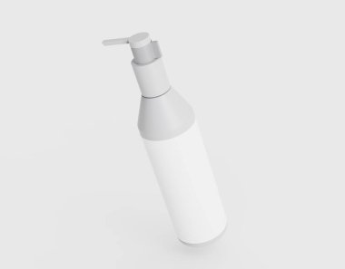 Uzun başlıklı plastik şişe modeli beyaz arka planda izole edildi. 3d illüstrasyon