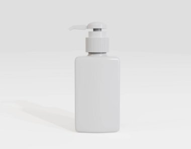 Uzun başlıklı plastik şişe modeli beyaz arka planda izole edildi. 3d illüstrasyon