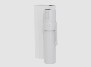 Spray bottle mockup. Aerosol can, cylinder deodorant. Metallic tube with plastic cap. 3d illustration