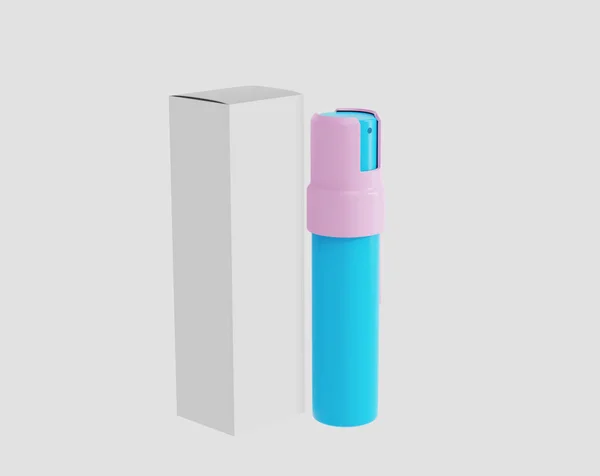 Makieta Sprayu Puszka Aerozolu Dezodorant Cylindryczny Rurka Metalowa Plastikowym Wieczkiem — Zdjęcie stockowe
