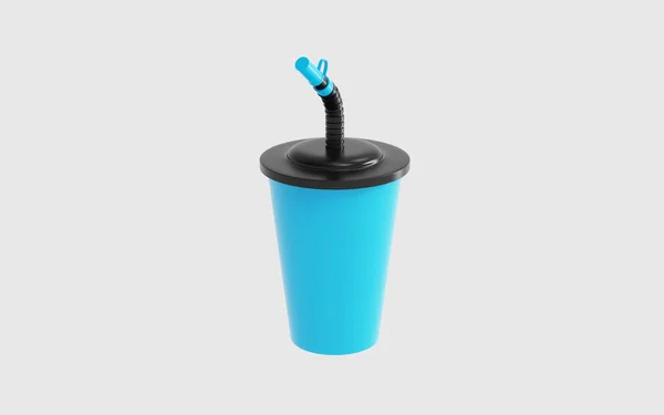 Błyszczący Plastikowy Puchar Słomką Mockup Izolowane Białym Tle Ilustracja — Zdjęcie stockowe