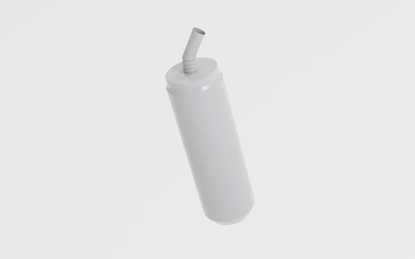 Γυαλιστερό Πλαστικό Κύπελλο Straw Mockup Απομονώνονται Λευκό Φόντο Εικονογράφηση — Φωτογραφία Αρχείου
