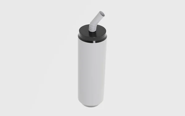 Glanzende Plastic Beker Met Stro Mockup Geïsoleerd Witte Achtergrond Illustratie — Stockfoto