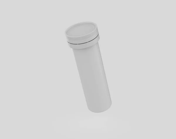 Okrągła Biała Matowa Aluminiowa Tuba Wieczkiem Tabletek Musujących Lub Węglowych — Zdjęcie stockowe