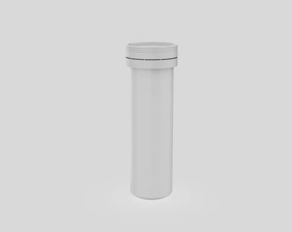 圆形的白色铝质管 瓶盖用于泡泡或碳片 维生素 现实的包装 3D说明 — 图库照片