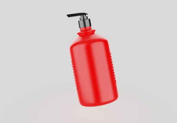 Botella Plástico Con Boquilla Larga Mockup Aislado Sobre Fondo Blanco — Foto de Stock