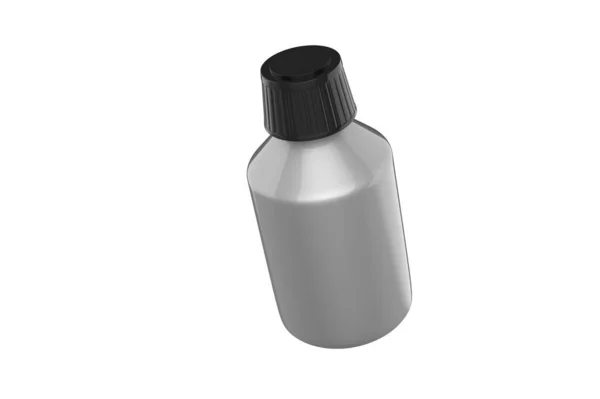 Metalliserad Spruta Flaska Mockup Isolerad Vit Bakgrund Illustration — Stockfoto