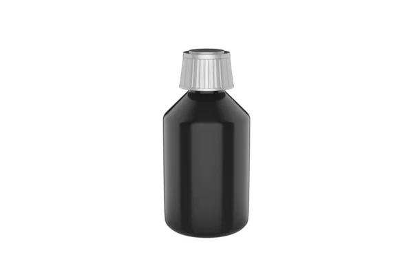 Bottiglia Sciroppo Metallizzato Mockup Isolato Sfondo Bianco Illustrazione — Foto Stock